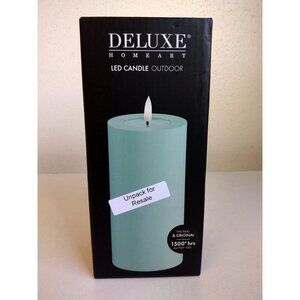 Christmas Safe Outdoor LED Candle Block Light 7.5 x 15cm in Sage Green